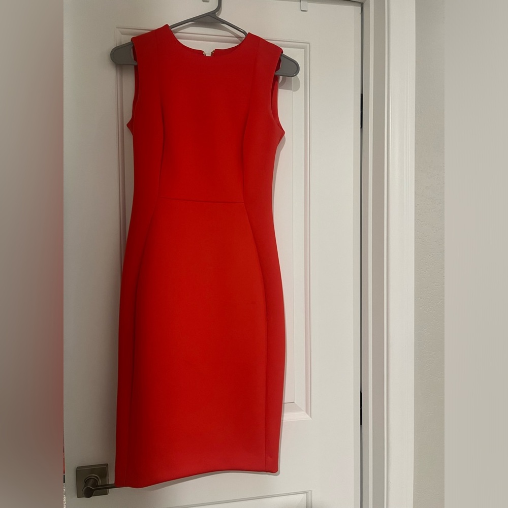SALMON fitted dress.